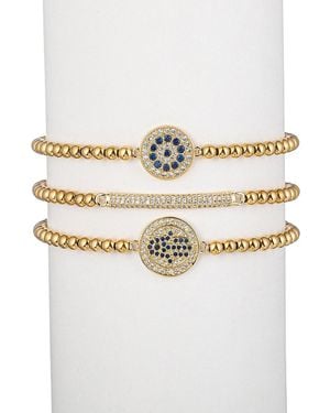 Eye Candy LA Goldtone Paislee 3-piece Goldtone & Cubic Zirconia Bracelet Set - White
