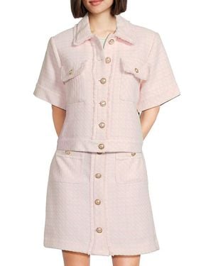 Karl Lagerfeld Frayed Trim Embellished Jacket - Pink