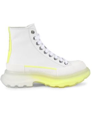 McQueen Tread Slick Leather High-Top Sneakers - Metallic