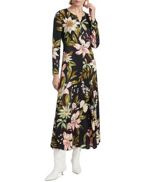 FARM Rio Surreal Flowers Long-Sleeve Midi-Dress - White