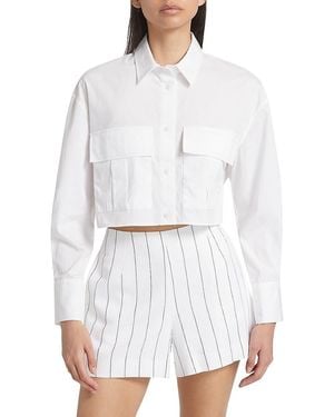 If Only Studio Crop Cotton-Blend Shirt - White