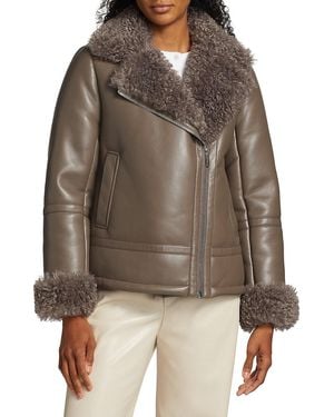 Mercer Collective Thea Faux Leather Moto Jacket - Brown