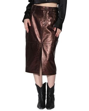 Walter Baker Glynice Metallic Leather Midi Skirt - Black