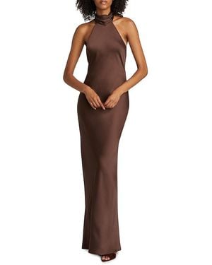 Ramy Brook Tatiana Halter Satin Gown - Brown