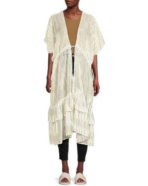BCBGMAXAZRIA Chiffon Ruffled Ruana - Natural