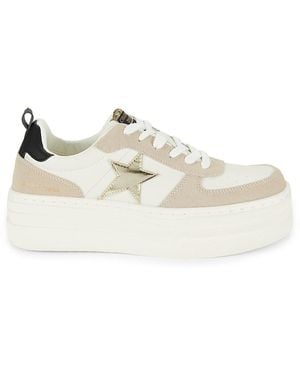 Vintage Havana Kayla Metallic-Print Calf Hair Trainers - White