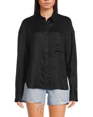 Saks Fifth Avenue 100% Linen Oversized Shirt - Black