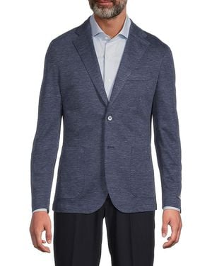 Lubiam Heathered Flax Linen Blazer - Blue
