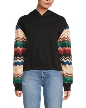 Missoni Chevron-sleeve Cotton Hoodie - Black