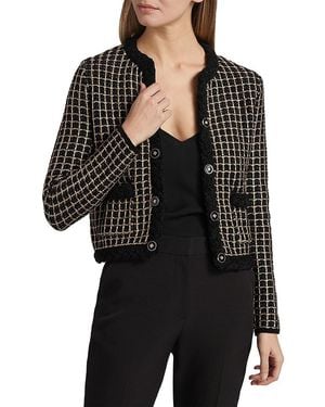 Tahari Alexis Grid Cardigan - Black