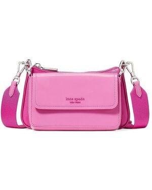 Kate Spade Double Up Patent Saffiano Leather Crossbody Bag - Pink