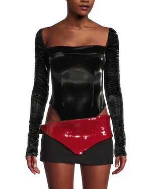 LAQUAN SMITH Square-Neck Bodysuit - Black