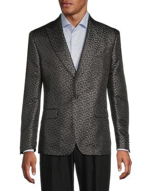 Karl Lagerfeld Paisley Textured Modern Fit Dinner Jacket - Grey