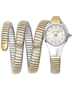 Just Cavalli Ip Two-Tone Stainless Steel & Crystal Wrap Watch/22Mm - White