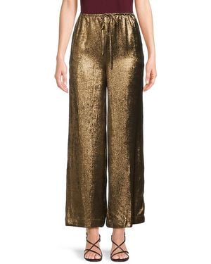 Stellah Metallic Straight-Leg Trousers - Natural