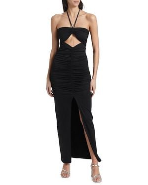 Susana Monaco Halterneck Ruched Maxi Dress - Black