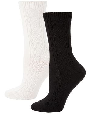 Hue 2-Pack Seed Stitch Boot Socks - Black