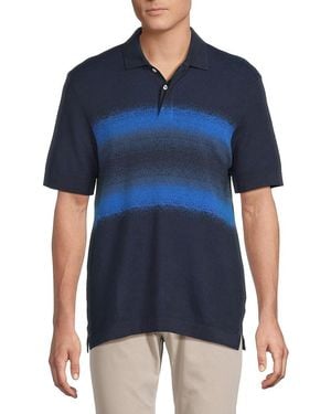 Bugatchi Short-sleeve 3-button Polo Sweater - Blue