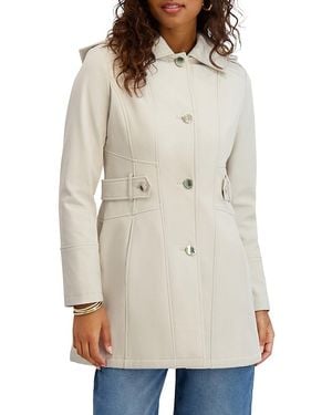 Kensie Single-Breasted Softshell Coat - Natural