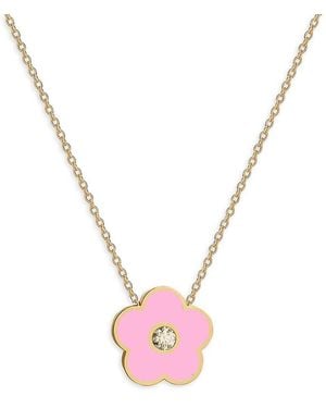Gabi Rielle Sugar Blossom 18K Vermeil, Cubic Zirconia & Agate Pendant Necklace - Pink