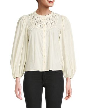 Joe's Jeans Puff Sleeve Eyelet Top - White