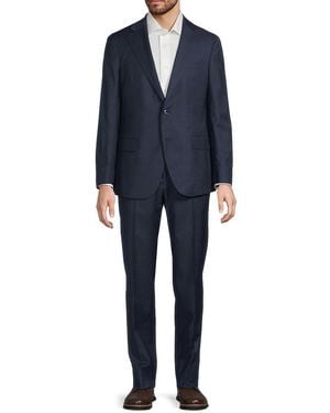 Lubiam Virgin Wool Glen Checked Modern-Fit Suit - Blue