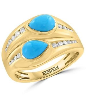 Effy 14K, & 0.23 Tcw Diamond Ring - Blue