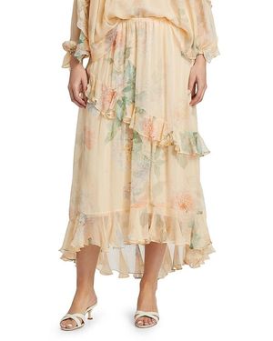 Zimmermann Tiered Floral Skirt - Natural