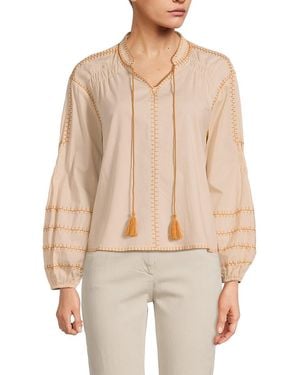 Wdny Tasselled Tie Blouse - Natural