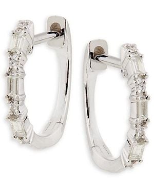 Saks Fifth Avenue 14K & 0.10 Tcw Diamond Huggie Earrings - White