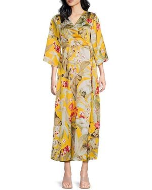 Subtle Luxury Floral Wrap Maxi Dress - Yellow