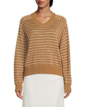 Brunello Cucinelli Striped Sequin Sweater - Brown