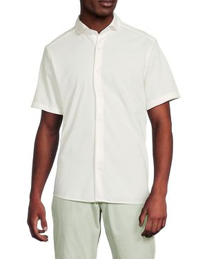 Luchiano Visconti Melange Knit Short-Sleeve Shirt - White