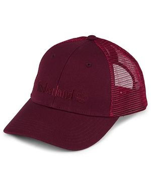 Timberland Logo Mesh Back Baseball Cap - Red