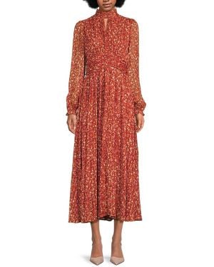 BCBGMAXAZRIA Floral A-Line Maxi Dress - Red