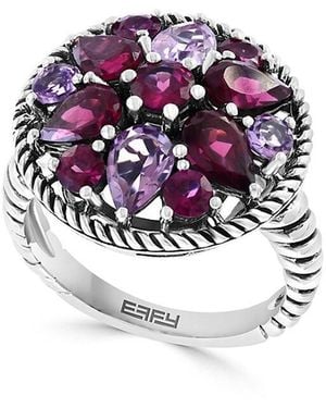 Effy Sterling, Amethyst & Rhodolite Ring - White