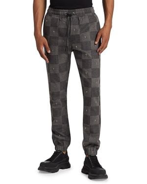 RTA Owen Cross Checker Trousers - Black