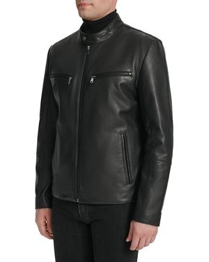 Cole Haan Classic Leather Moto Jacket - Brown