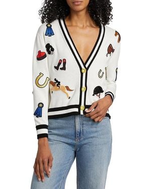 Alice + Olivia Bradley Equestrian Stretch Cotton Cardigan - Blue
