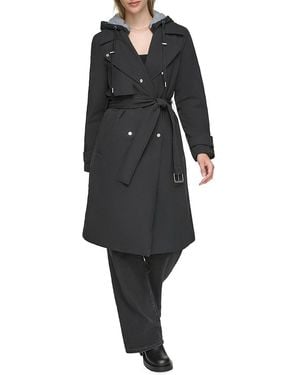Andrew Marc Evesham Mixed Media Insulated Trench Coat - Black