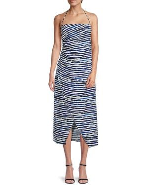A.L.C. A. L.C. Charlotte Striped Halterneck Midi-Dress - Blue