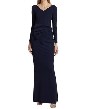 La Petite Robe Di Chiara Boni Kaya Long-Sleeve Mermaid Gown - Blue