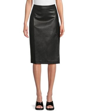 KOURT Corey Faux Leather Midi Skirt - Black