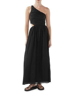 Bird & Knoll Iris Silk-Blend Ruched Maxi Dress - Black