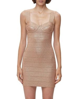 Hervé Léger Disco Knit Bustier Bandage Minidress - Natural