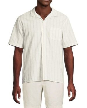 Onia Vacation Striped Cotton-linen Shirt - White