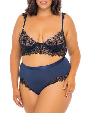 Oh La La Cheri Nicole 2-piece Lace Bra & Panty Set - Blue