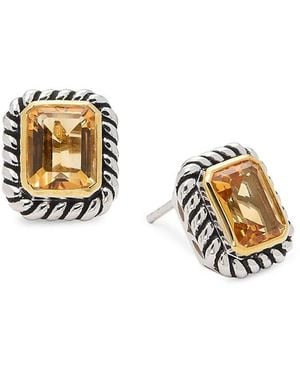 Effy ENY 18k Goldplated Sterling Silver & Citrine Stud Earrings - Metallic