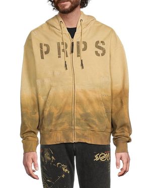 PRPS Mt. Hood Dip-Dye Cotton Zip Hoodie - Natural
