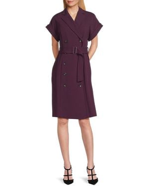 Calvin Klein Double-Breasted Belted Blazer Dress - Purple